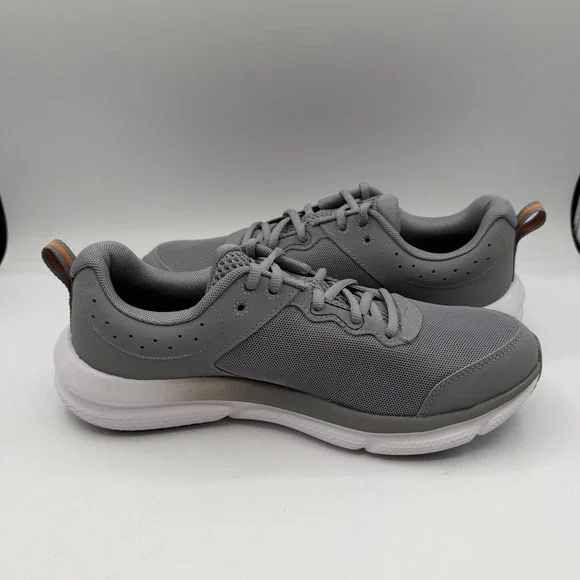 Under Armour UA Charged Assert 10 Shoes Mens 9.5 Grey/Orange Running Sneakers
